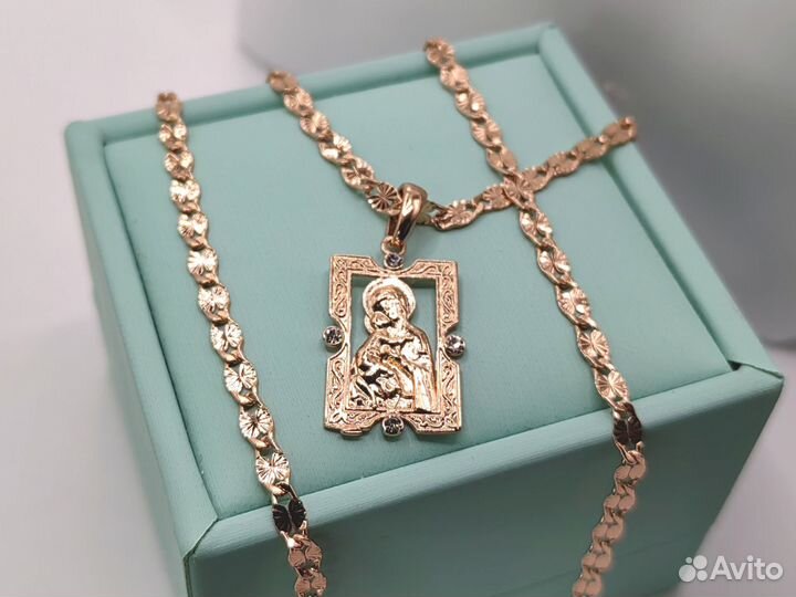 Цепочка на шею и подвес Владимирская Божия Матерь