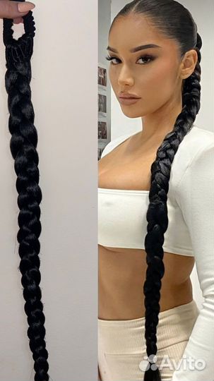 Хвост на резинке, накладной хвост, шиньон коса