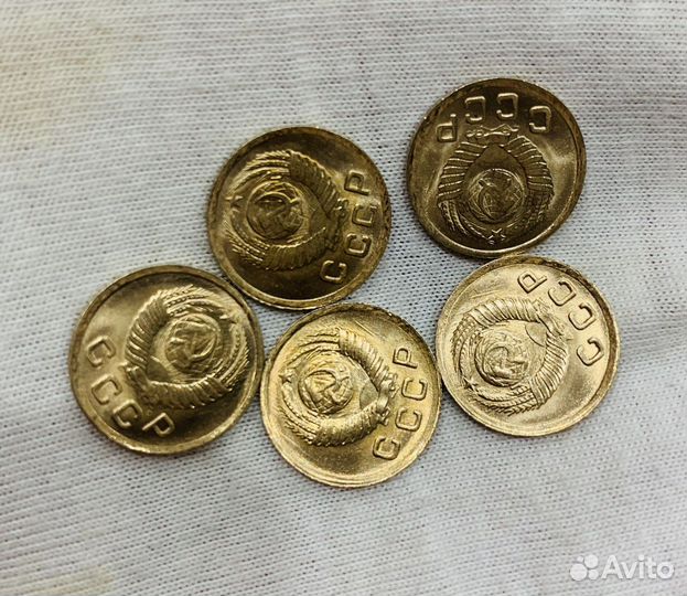 1 копейка 1949 года unc - 5 штук
