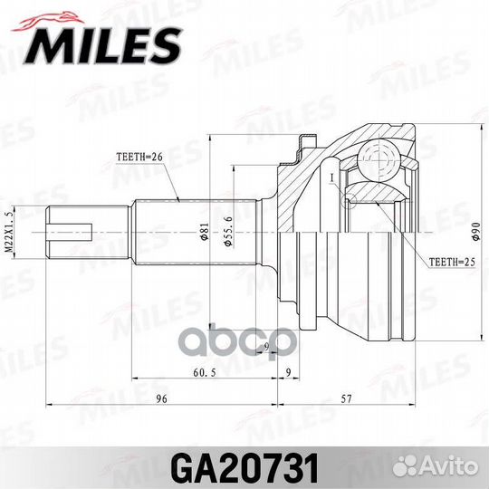 ШРУС toyota prius ZVW30 нар. GA20731 Miles