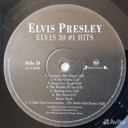 Виниловая пластинка Elvis Presley ELV1S - 30 #1 hi