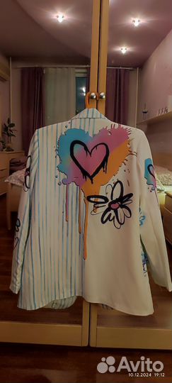 Пиджак с принтом р.48 оверсайз