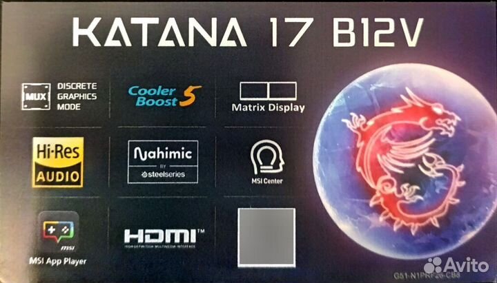 Ноутбук msi katana 17 B12v