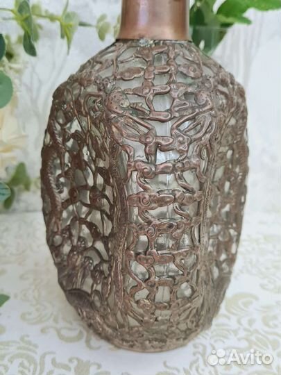 Штоф/графин/бутылка в металле старинный