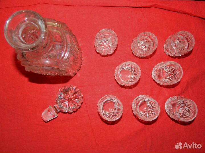 Графин штоф хрусталь и стопки 3 + 5 шт СССР