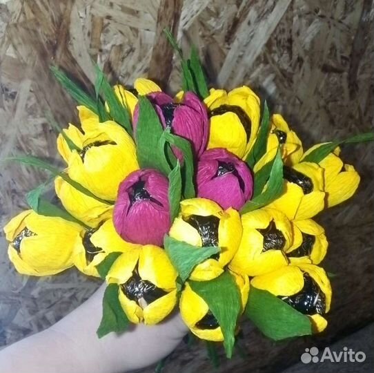 Цветы из конфет
