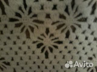 Шаль вязаная крючком, белая, п/ш
