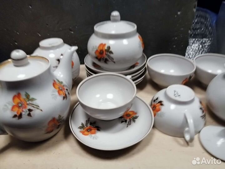 Чайный сервиз Маки Дулево, новый, 6 персон, 15 пре