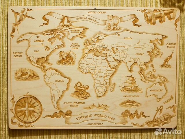 Винтажная карта мира