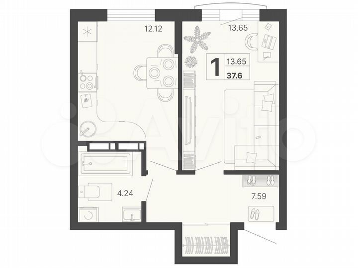 1-к. квартира, 38,5 м², 3/20 эт.