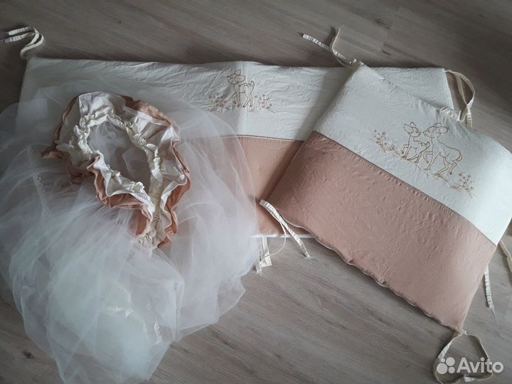 Мягкие бортики в кроватку, балдахин + кронштейн