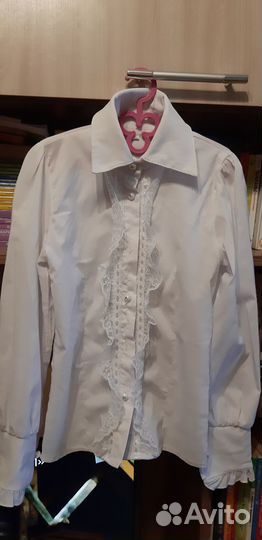 Блузка белая школьная для девочки 7-9лет 128-134