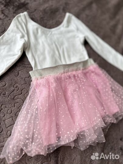 Купальник для танцев белый и юбочка