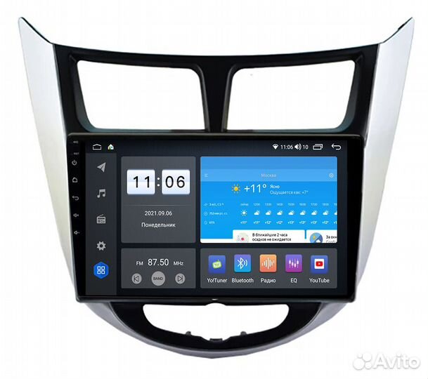 Магнитола Андроид ZX 6/128GB Hyundai Solaris 2010