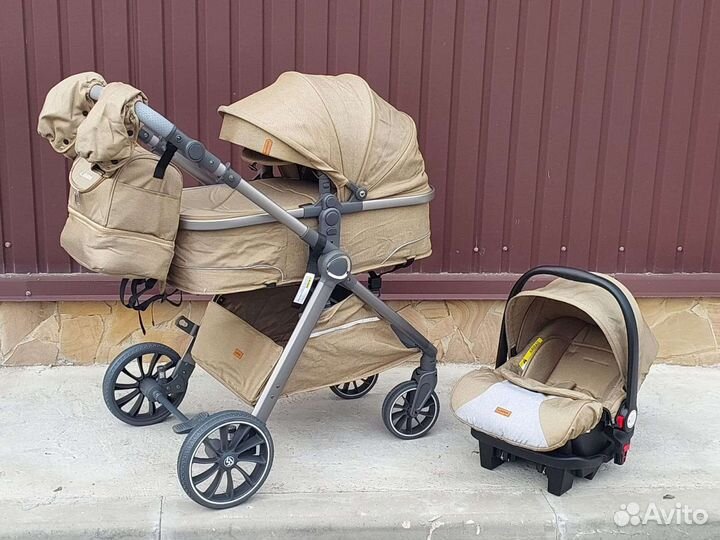 Коляска 3в1 с конвертом в подарок (Бежевый)