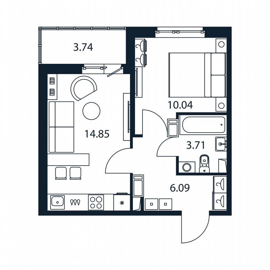 1-к. квартира, 36,6 м², 7/12 эт.