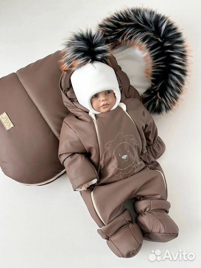 Зимний комплект для малыша на выписку экокожа