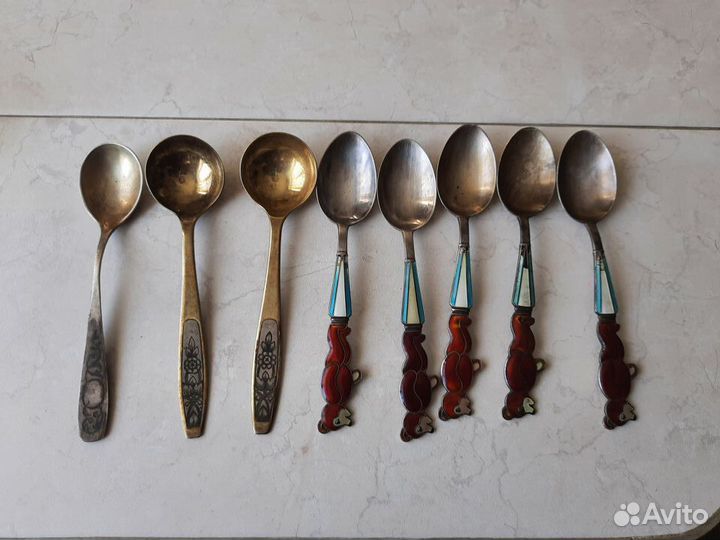 Ложки серебро позолота СССР