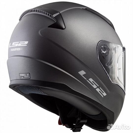 LS2 Мотошлем FF353 rapid solid серый
