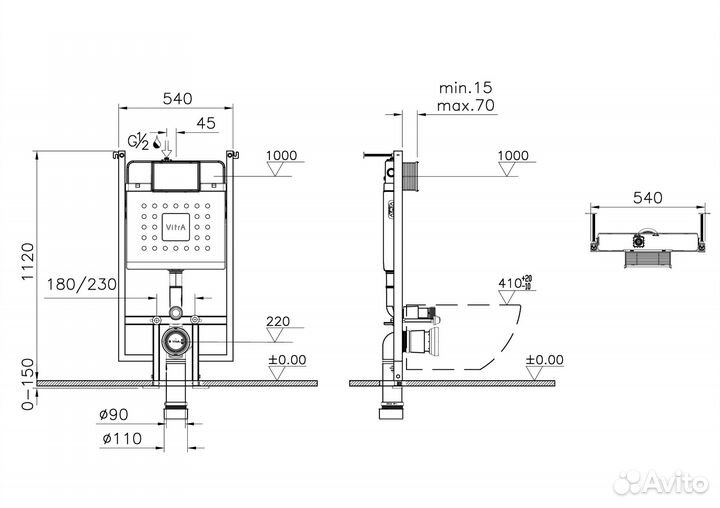 Инсталляция для унитазов VitrA V-Fix Core 8 738-5