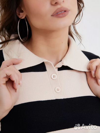 Свитер Поло в полоску женский