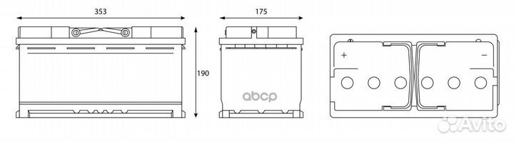 Аккумулятор Sputnik 100 Ah, 820 A, 353x175x190