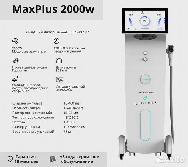 Диодный лазер для эпиляции Лю'Минес Max Plus 2000вт