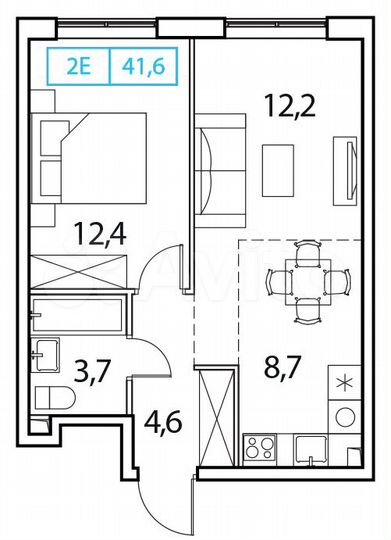 2-к. квартира, 41,6 м², 16/17 эт.