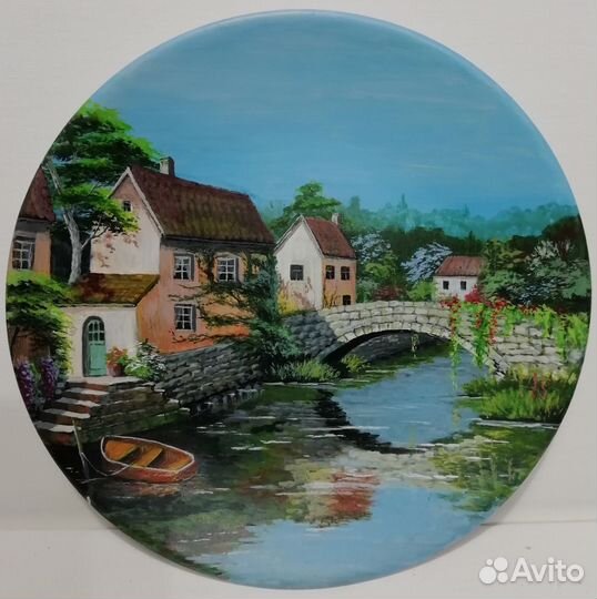 Пейзаж на тарелке (акрил)