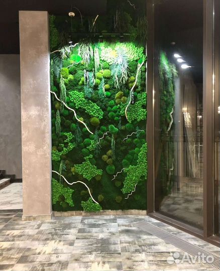 Фитостена из мха и растений фитокартина панно