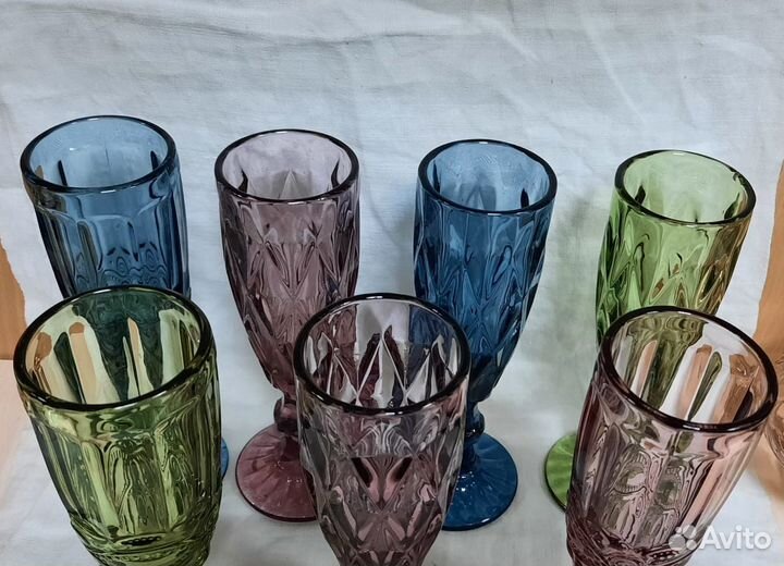 Бокалы,фужеры для шампанского цветное стекло