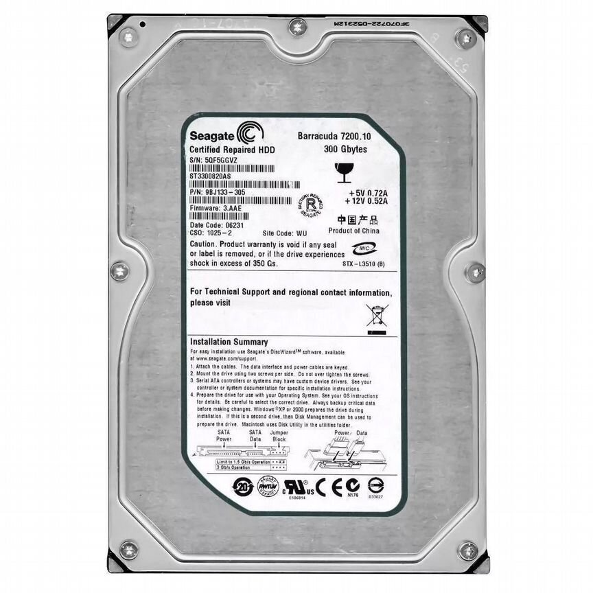 [ST3300820AS] Жесткий Диск Seagate 9bj133 300gb St3300820as
