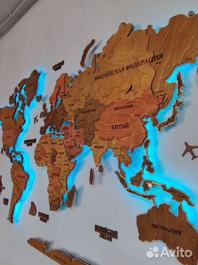 Настенная карта мира, подложка, подсветка