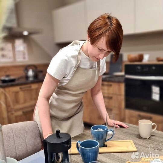 Фартук женский, натуральный лен 40 - 42 - 44 - 46