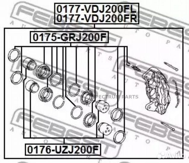 Febest 0177VDJ200FL суппорт тормозной передний лев