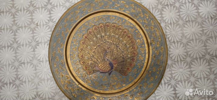 Настенная тарелка Павлин.Винтаж.Индия