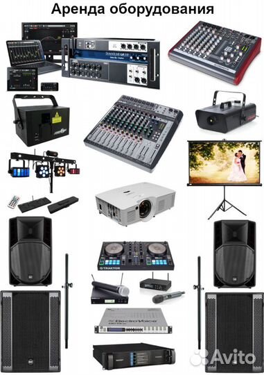 Аренда - проектор, свет, акустика, дым, лазер
