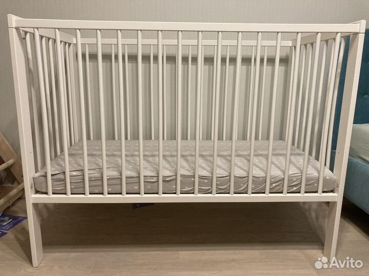 Детская кроватка IKEA gulliver белая 60x120