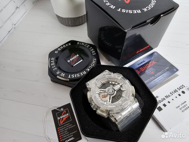 Часы casio g shock ga 110 белые прозрачные