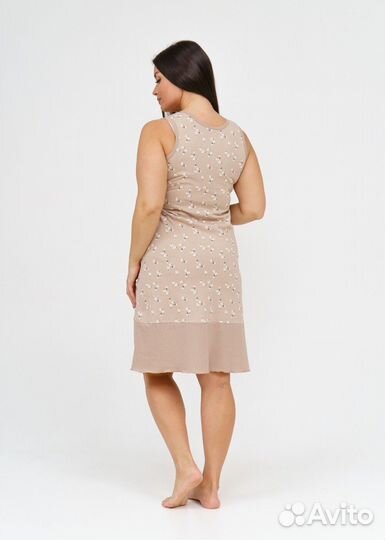 Оптом. Ночная сорочка Молодежная - беж-цветы