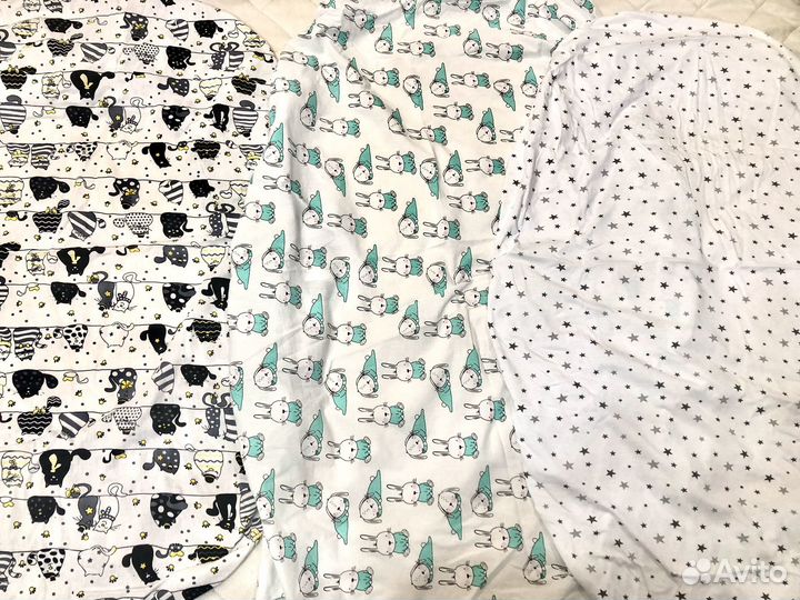 Простыня на резинке на овальную детскую кроватку