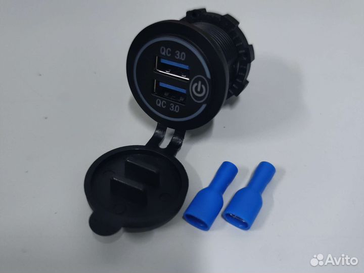 З/У автомобильное врезное (2USB/3A/3A/QC3.0)