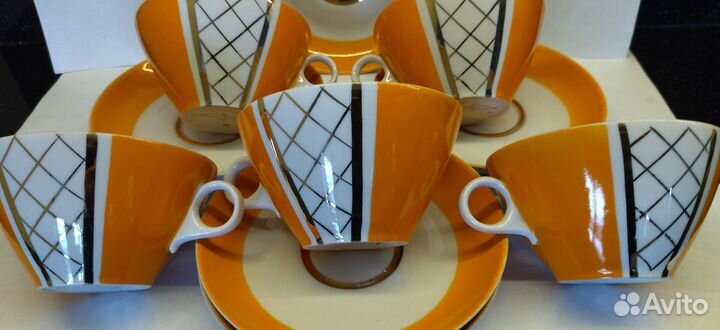 Чайная пара золотая сетка крытьё.фарфор,.ссср Д