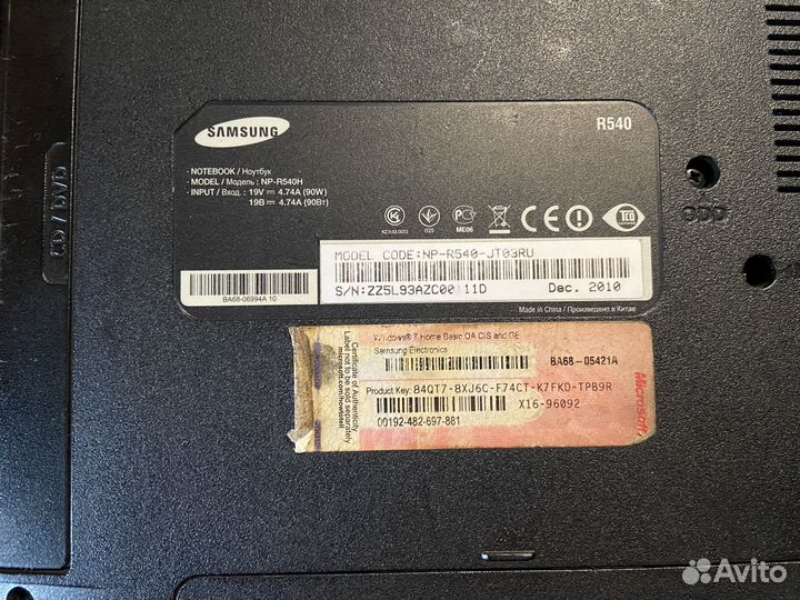 Ноутбук Samsung np-r540h