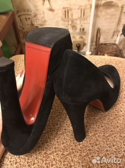 Туфли черные замшевые