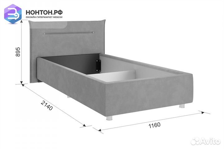 Кровать Альба светло-серая