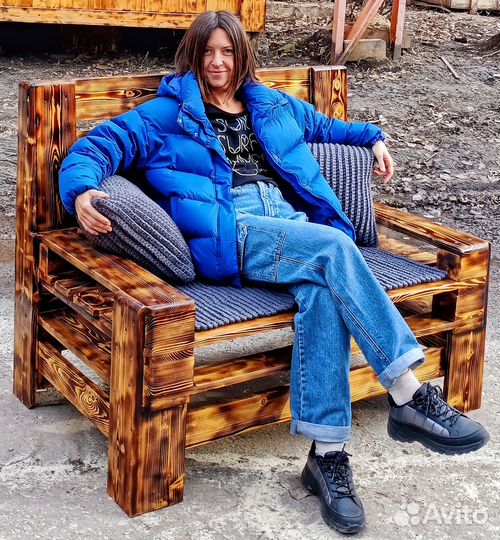 Лавка деревянная. Комплект в стиле Лофт