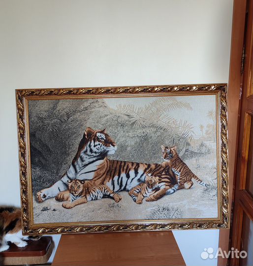 Картина гобелен тигрица