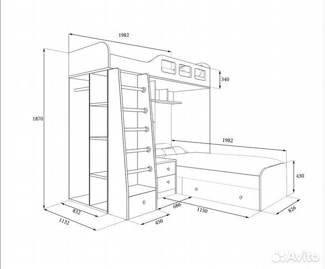 Двухъярусная кровать Астра 4