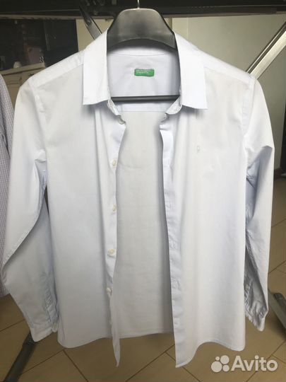 Рубашка Benetton 2XL (160см), голубая